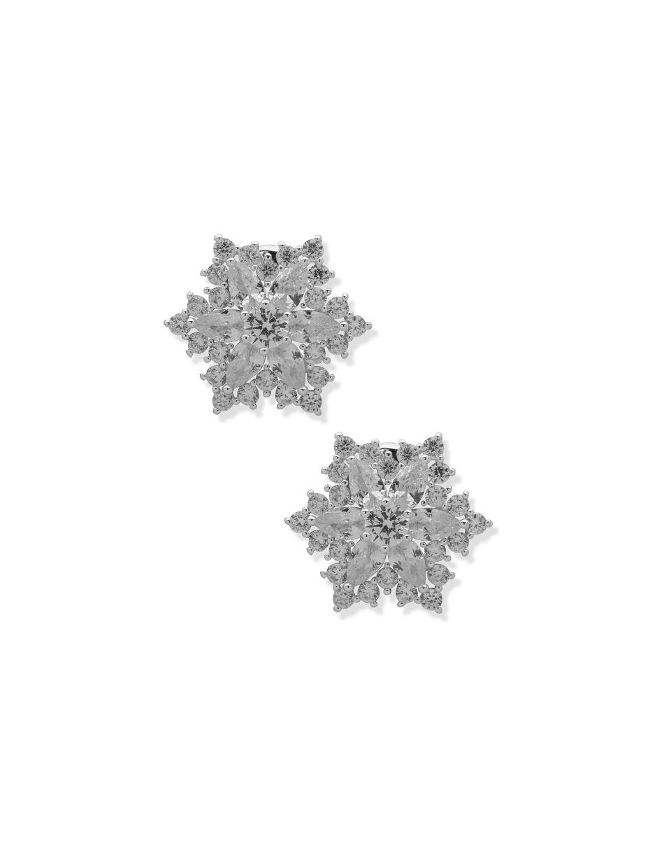 Earring Anne Klein Snowflake Stone Button Clip on   | GIJ-1355281